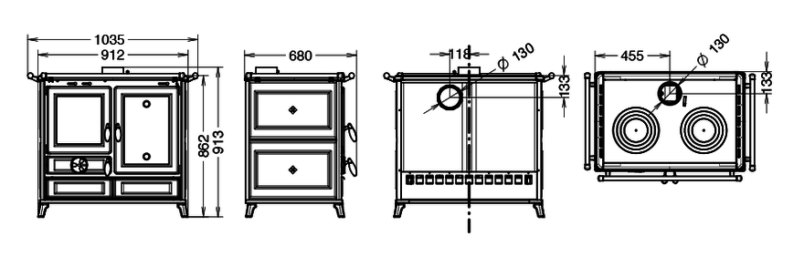 dimensioni cucina a legna margherita maiolica